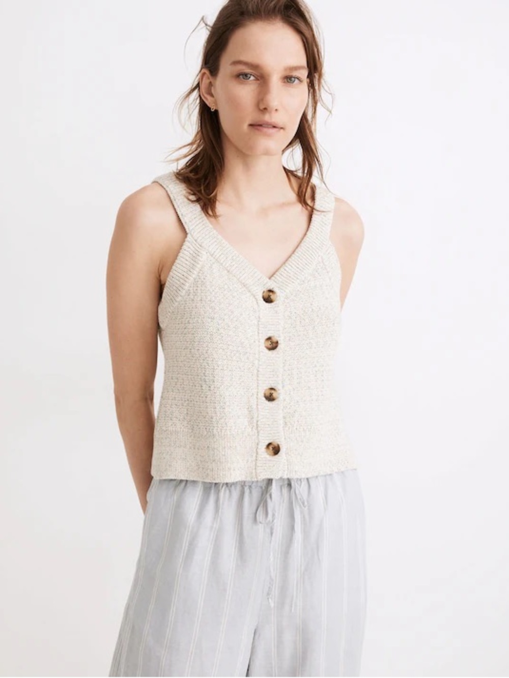 Madewell Cream Speckled Knit Sweater - Women's Cozy Pullover